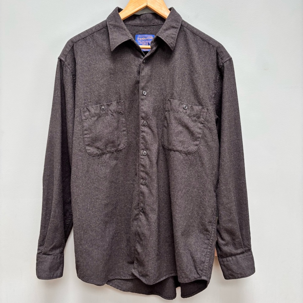 Pendleton Virgin Wool Dark Gray Button-Up Shirt L - image 1